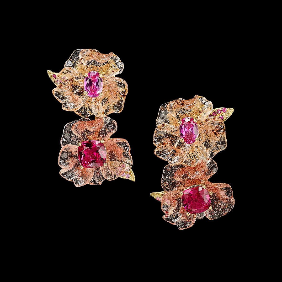Ruby Petunia Drop Earrings